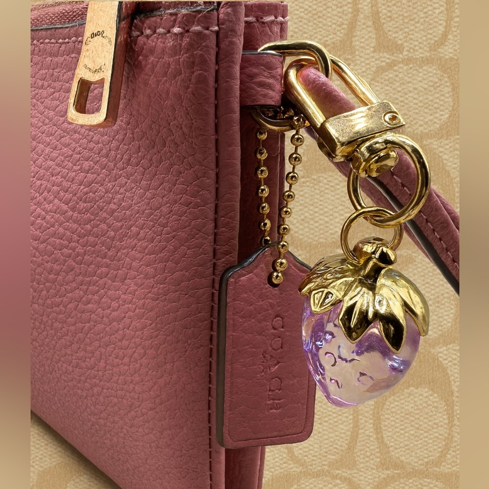 COACH Pebbled Leather Double Zip Wristlet F87587 | Pink Mauve | EUC | MSRP $178 - Picture 4 of 10